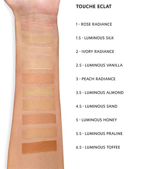 ysl touche eclat shade no 1|YSL touche eclat colour chart.